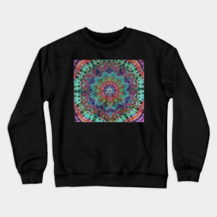 Green red purple tie dye mandala psychedelic grateful dead head phish tour festival art Crewneck Sweatshirt